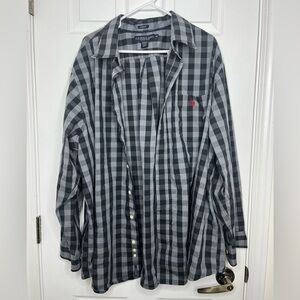 U.S. POLO ASSN. black and grey button up shirt